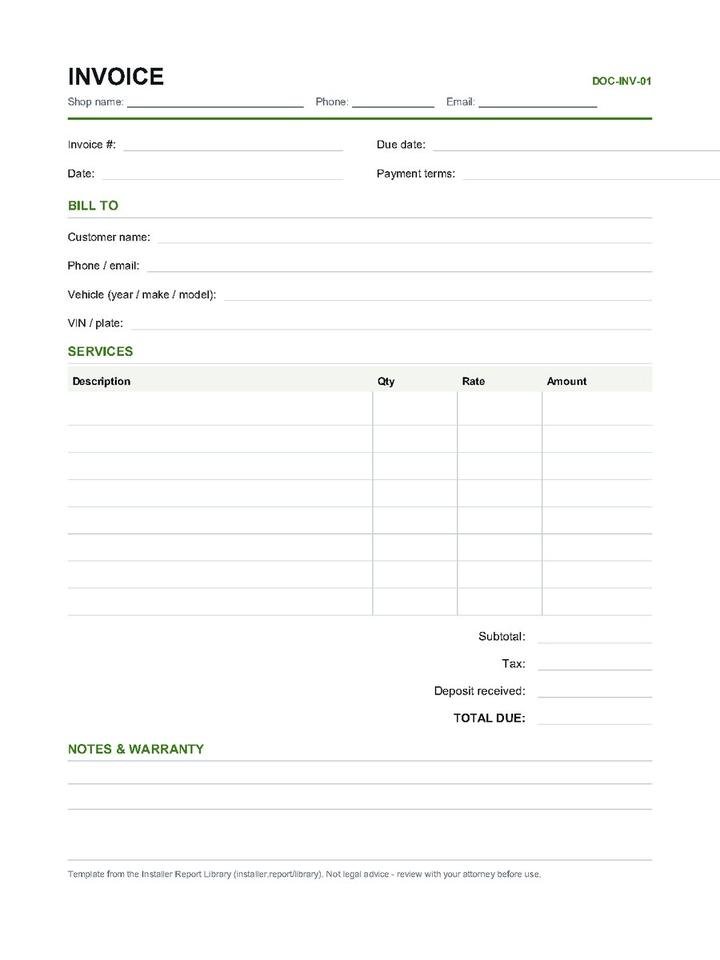 Shop Invoice Template — cover